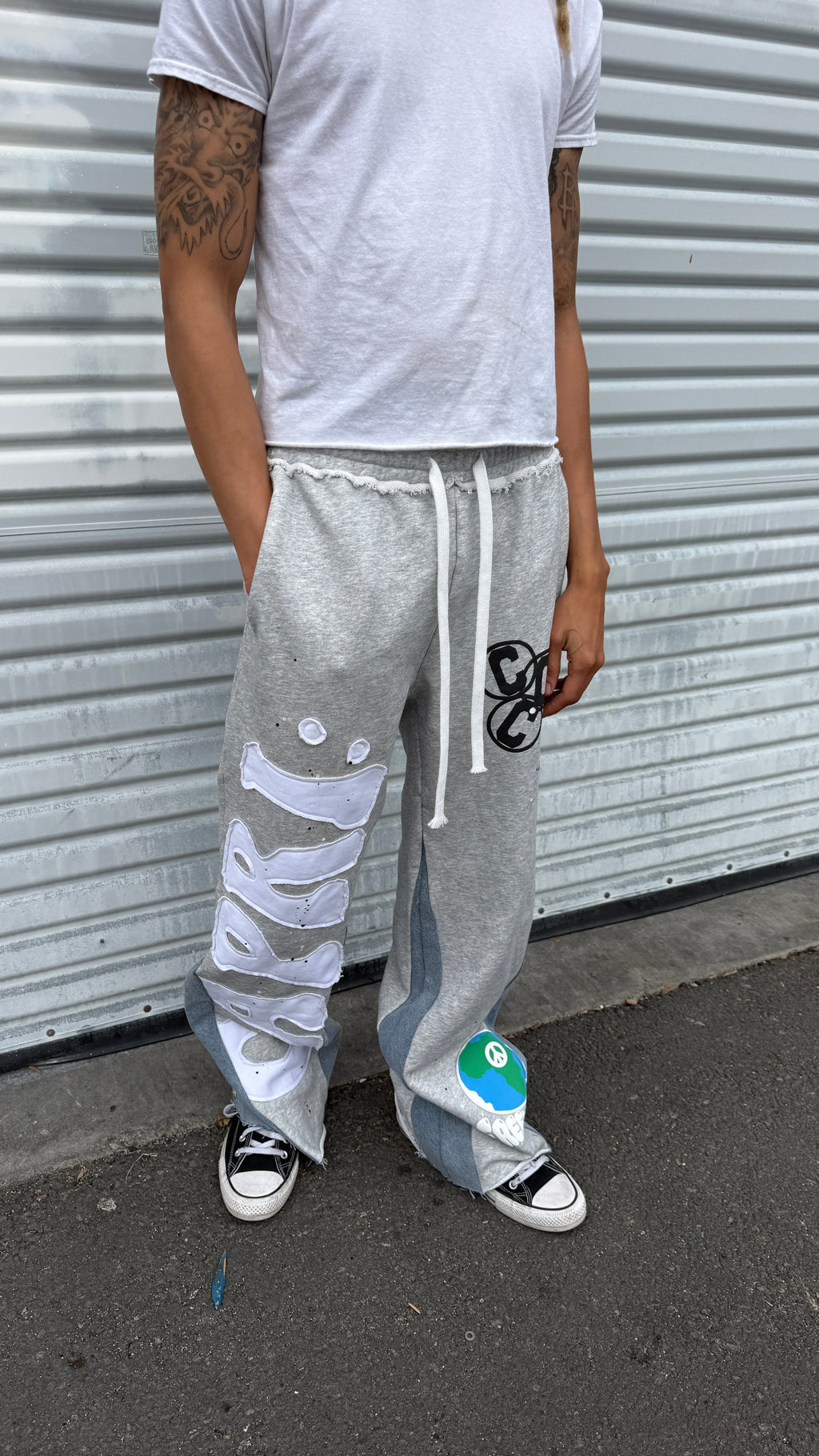 FLARED DENIM BAGGY PANTS