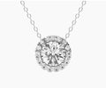 Certified Lab Grown 14kt White Gold Halo Diamond Necklace